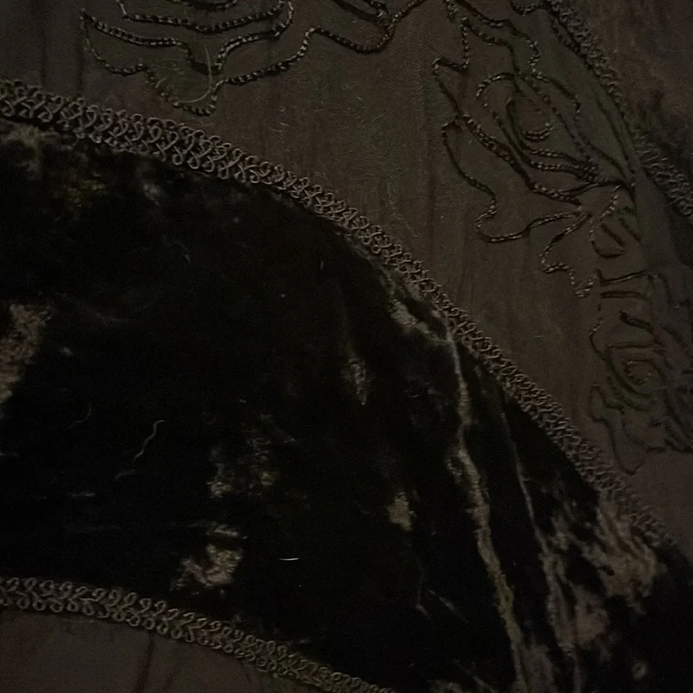 Unique Sundress lace up breast embroidered,  crushed velvet and lace panels. - Picture 5 of 5